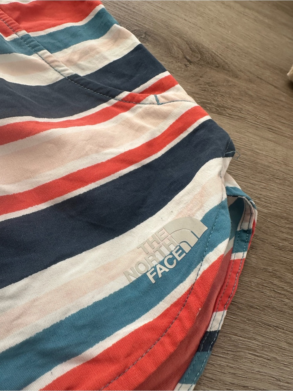 The North Face Women’s Striped 4” Board Shorts w Speed Dry - Coral, Navy & Teal - Picture 4 of 5